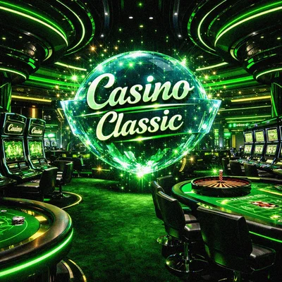 Official Casino Classic gaming lobby with green neon slots