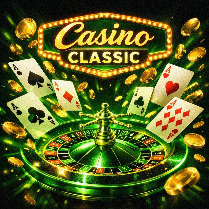 Casino Classic NZ hero banner with roulette and glowing green lights